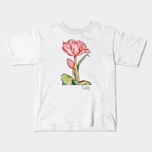 Pink tulip watercolors Kids T-Shirt